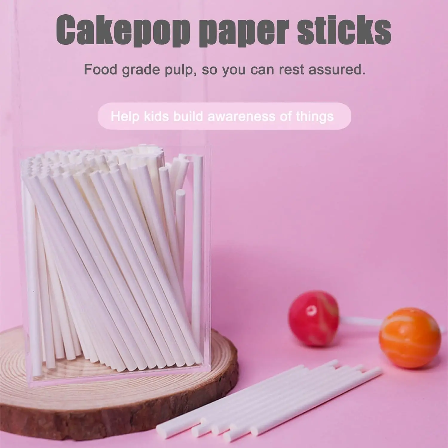 Eco Friendly Printed White Paper Branded Lollipop Treat Sticks Sucker Stick for Cake Toppers,Cake pops,Candy,Chocolate,Cookie