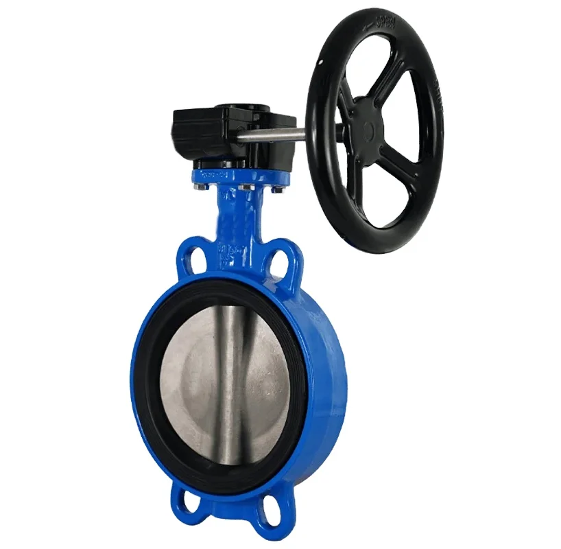 Wafer Type Cast Iron  EPDM Seat ANSI DN150 6inch Stainless Steel 304 Body Disc Gearbox Butterfly Valve