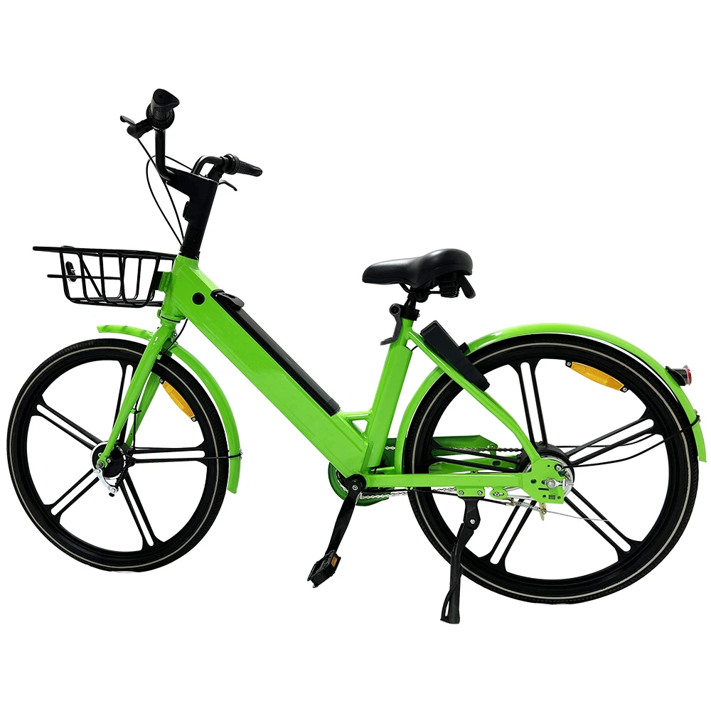 Factory Wholesale Electric Bikes 350W Bicycle with lock App Rental System GEO Fence GPS Tracker Scan QR Code Lady Sharing Bike