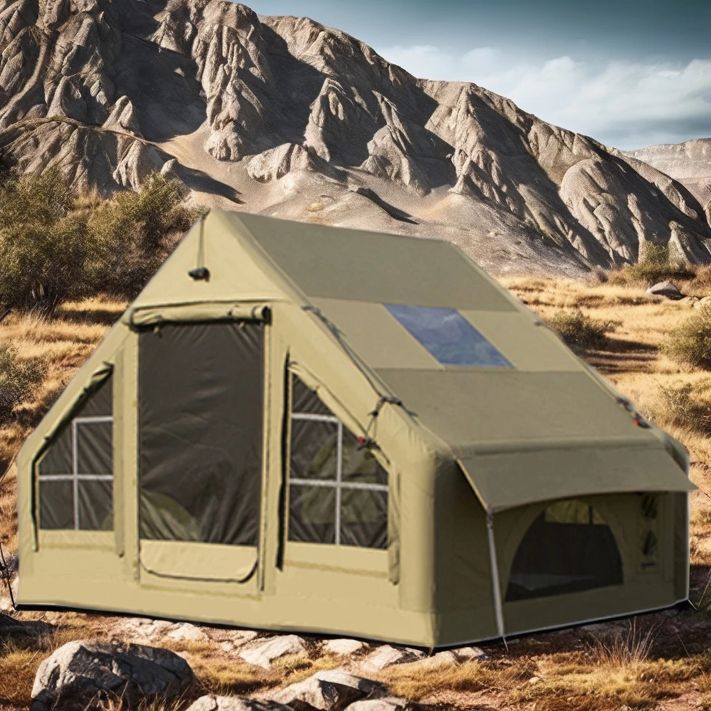 XIASHENG 6.0 Green Inflatable Air Tent for Outdoor Family Camping 3-4 Person Oxford Fabric   Structure for Glamping