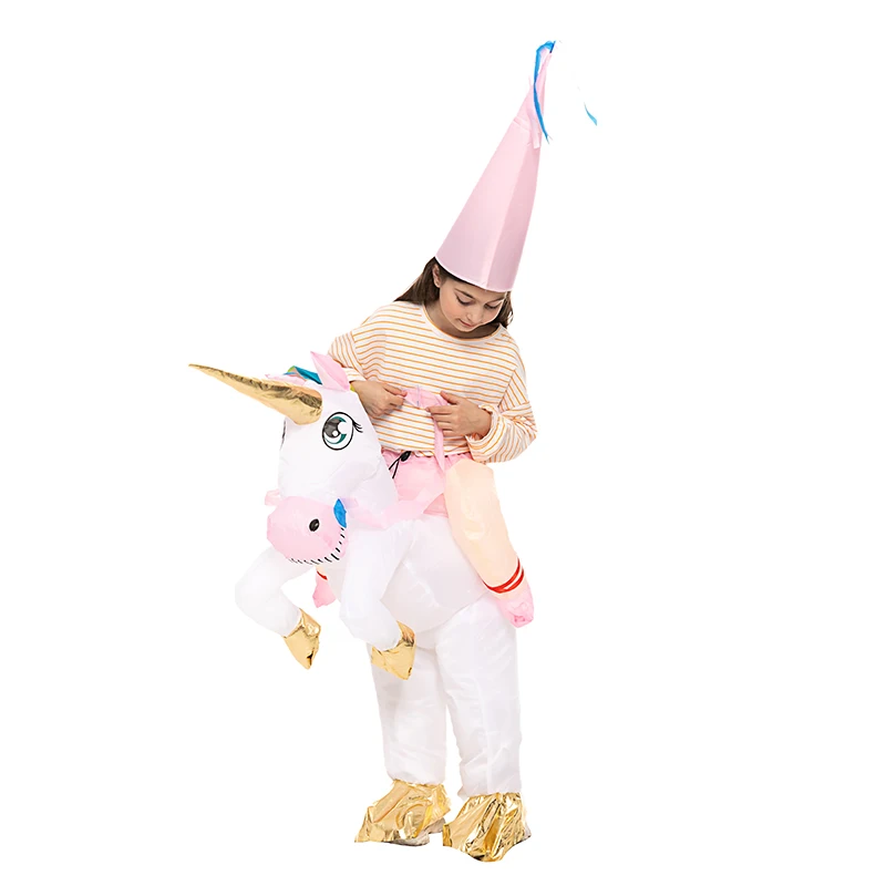 Hot Selling Children Cosplay Inflatable Costume Blow Up Inflatable Kids Rainbow Unicorn Costume