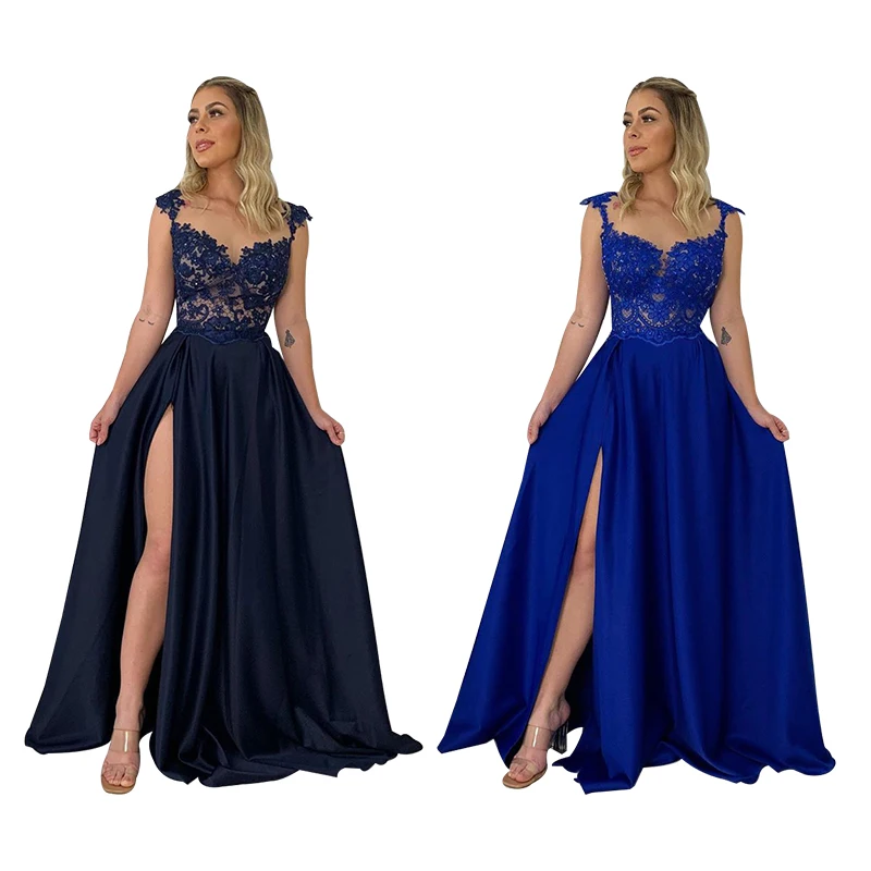 Hot Sale A-Line Bridesmaid Dress Girl Skirt Slit  Plus Size Long Bridesmaid Dresses