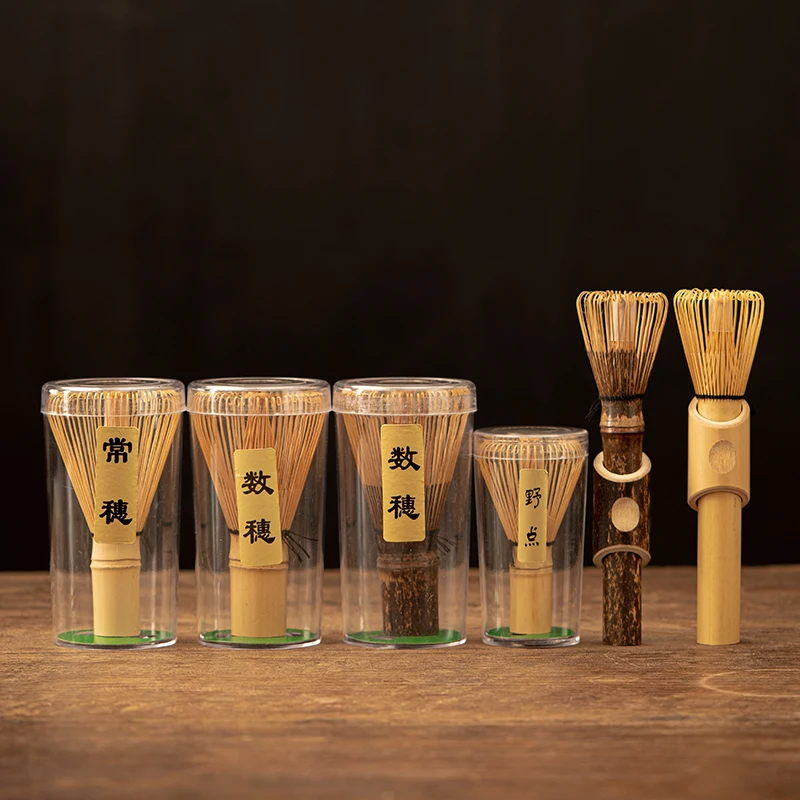 Natural And Black Bamboo Handmade Bamboo Matcha Tea Hand Whisk Chasen for Matcha Whisk Set