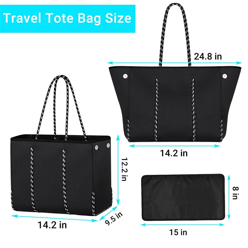 Large Beach Bag for Women Neoprene Material  Handbag For Travel Durable  Gym Shopping Picnic Tote Bag