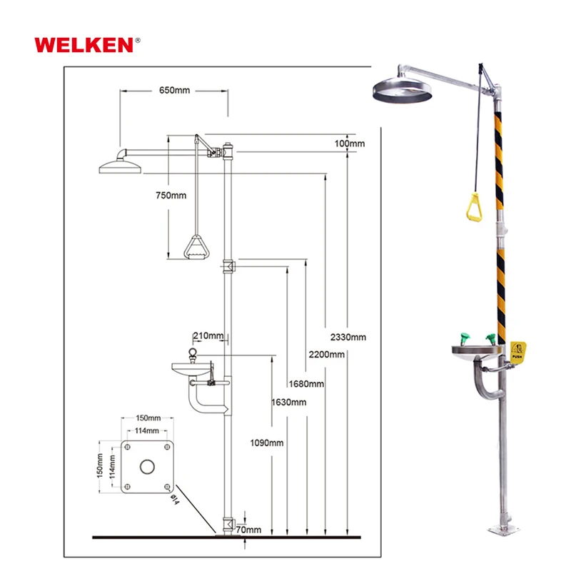Combination Face and Eye Wash Eyewash Station 304 Stainless Steel Emergency Shower System Eye Washing