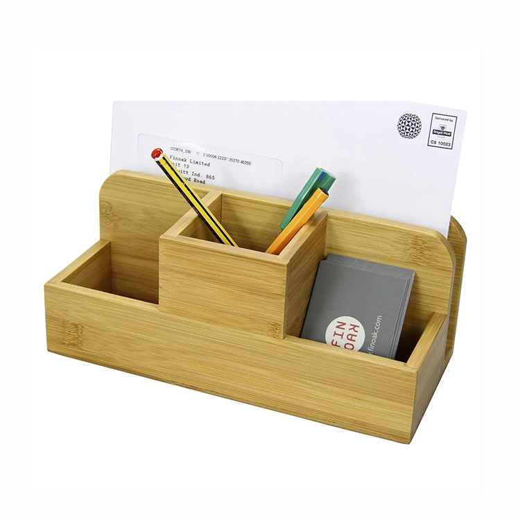 
Custom Desk Stationery Organiser Bamboo Pen Pencil Letter Rack Holder 