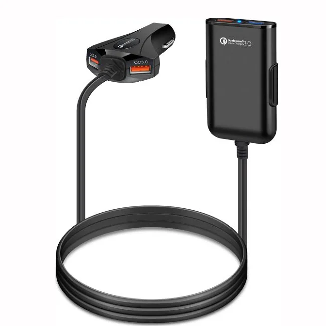 
New Product One for Three Car Phone Charger PD Fast Charge with Cable Car Charger 4 USB port Multi-function Car Charger 