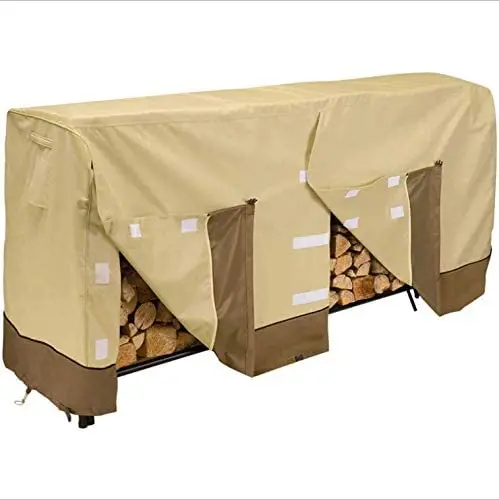 Firewood Rack Cover 8 Ft, Log Rack Cover, Heavy Duty and Water Resistant 600D Oxford All Weather Protection Firewood Cover