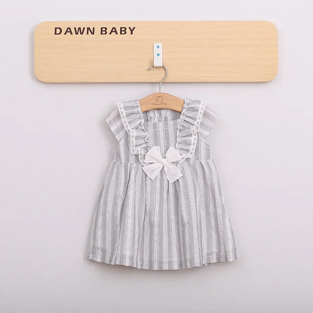 baby girls gray gingham double layered cotton lace dress  latest gowns design with bow