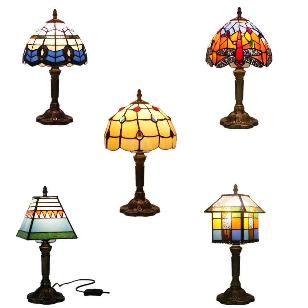 Tiffany Creative European Mediterranean Bedroom Bedside Lighting Decoration Lamps American Retro Nostalgic Vintage Table Lamp