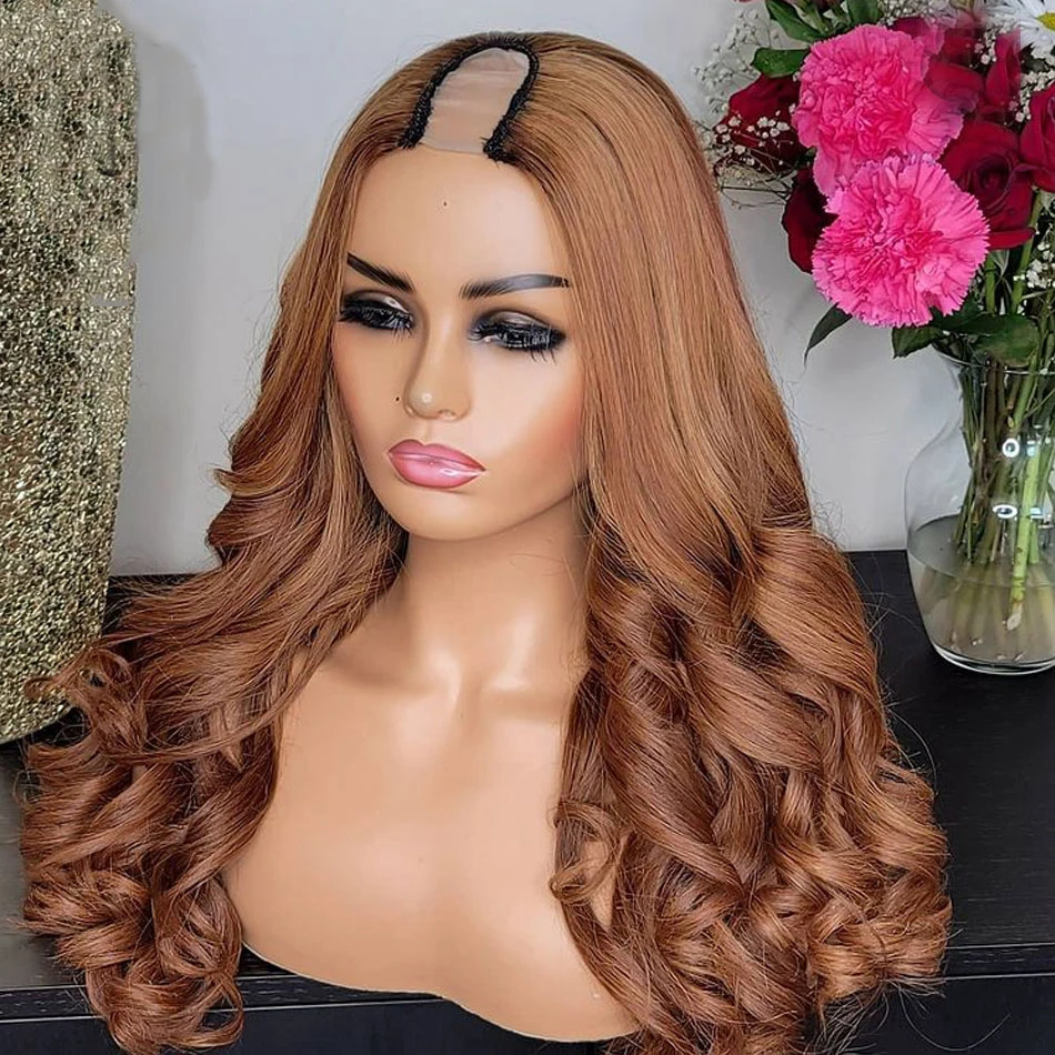 Cheap V part wig v-part U part wig cap no glue no leave out human hair glueless for black women 150% 180% 250%