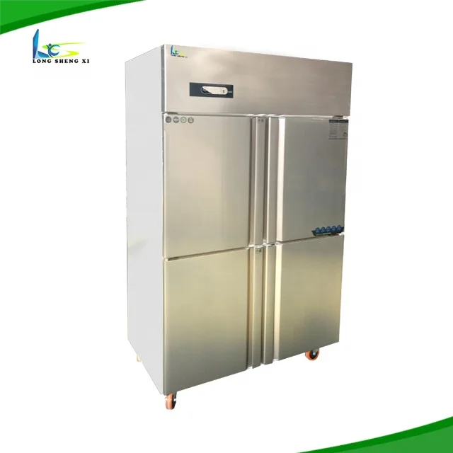 2 door 4 Commercial Refrigerator Double Temperature Freezer and Chiller Stainless Steel