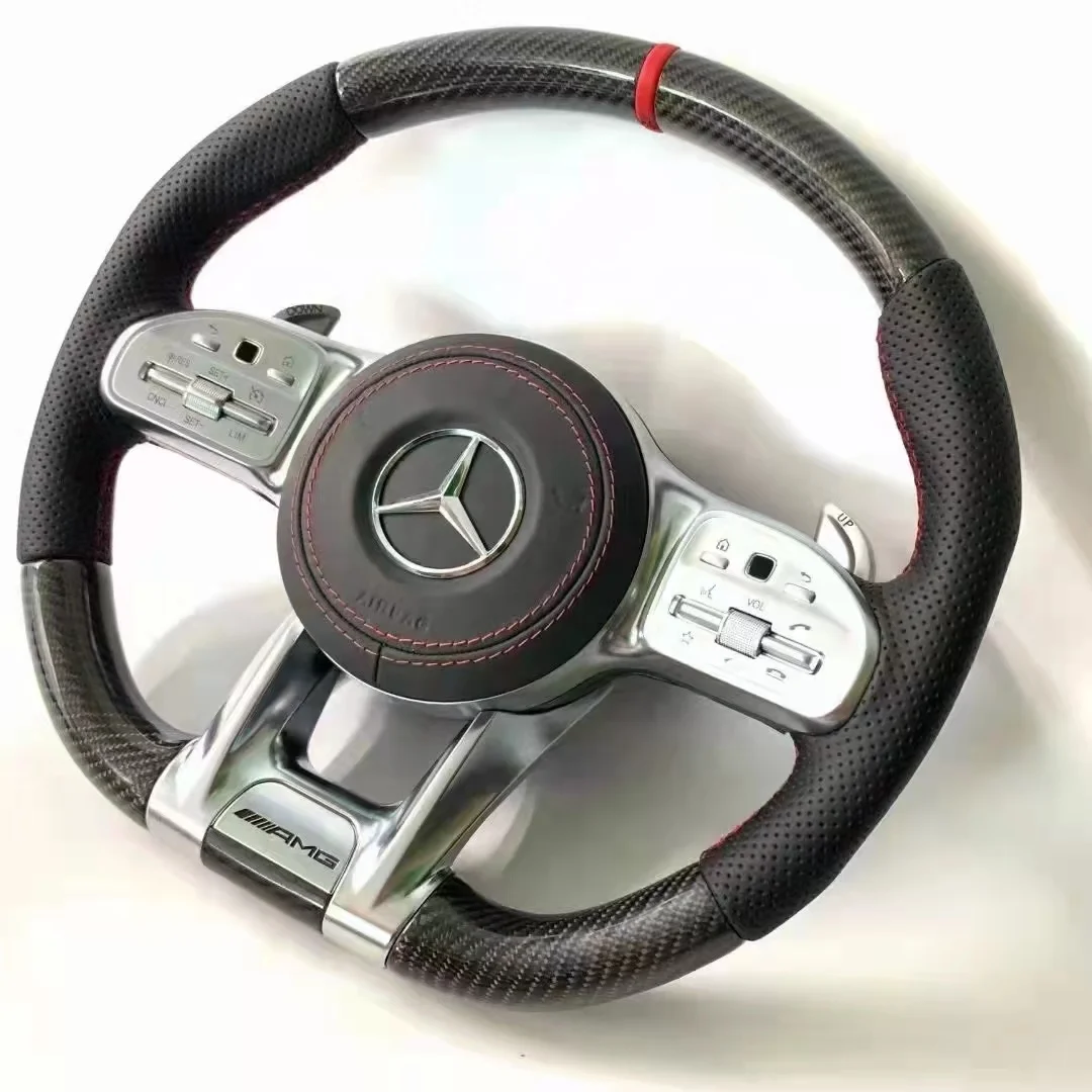 Обновленные оригинальные гоночные пользовательские C E S GLB GLC GLE GLS CLA CLS полосы Кожа Алькантара углеродное волокно Рулевое колесо для Benz AMG