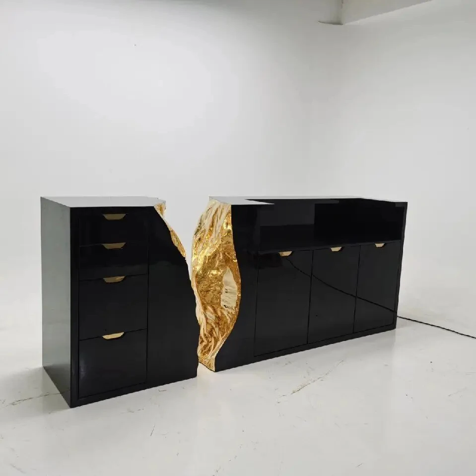 Italian light luxury side cabinet split type designer modern metal personality large capacity storage cabinet
