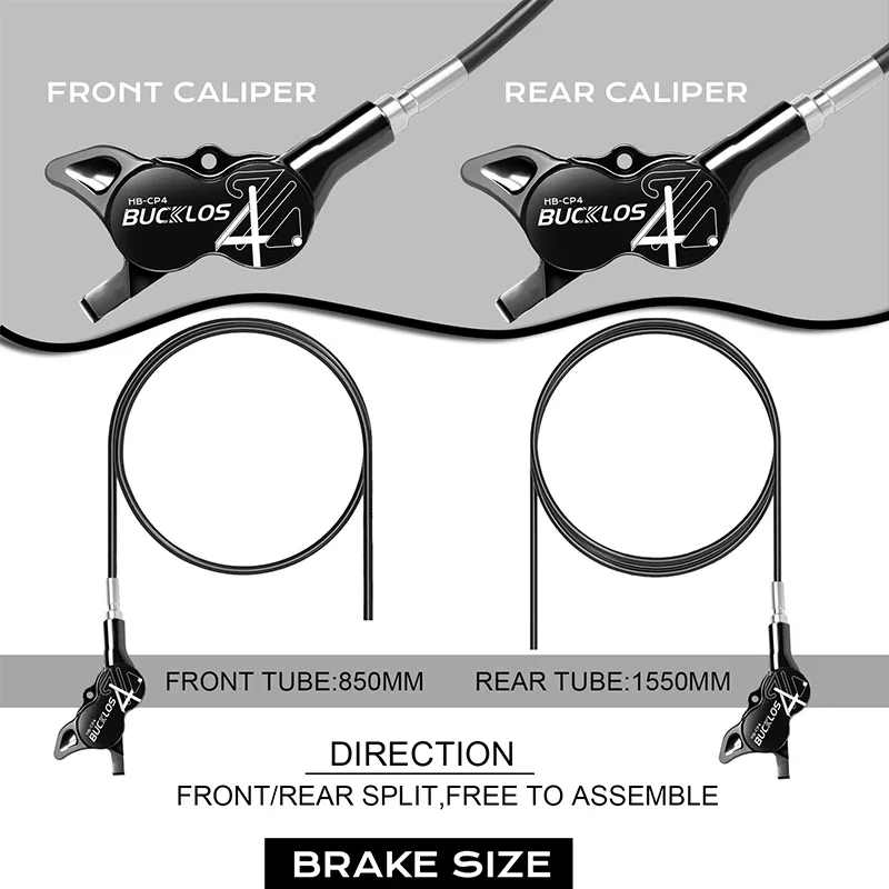 BUCKLOS bicycle 4 piston hydraulic disc brake oil pressure front and rear mountain electric bicycle brake