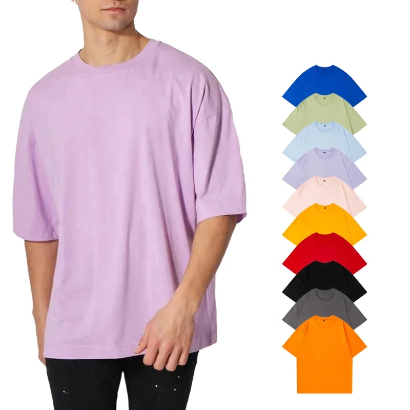 Heavy Weight Cotton Plain Oversized T Shirt Wholesale Custom DTG Puff Print Street Wear Drop Shoulder Oversized T Shirt