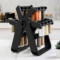 High-quality flavor shelf set with 18 cans of seasoning bottles and rotating Ferris wheel spice jar with rack