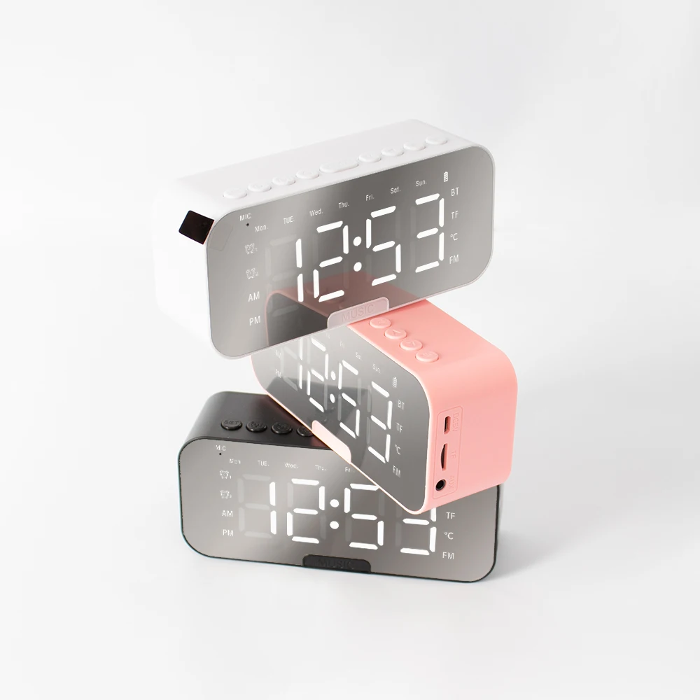 New Mirror Wireless  Speaker Calendar Clock Alarm Clock Gift Outdoor Portable Mini Led Card Computer Audio
