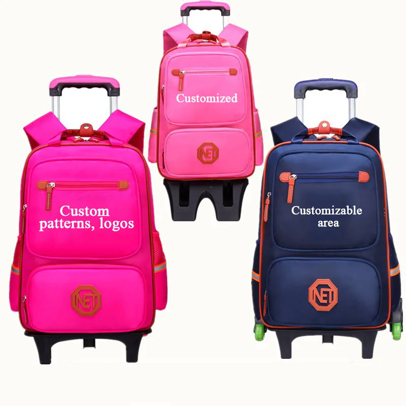 Factory direct sale children trolley school bag fashion trolley travel case backpack for kids