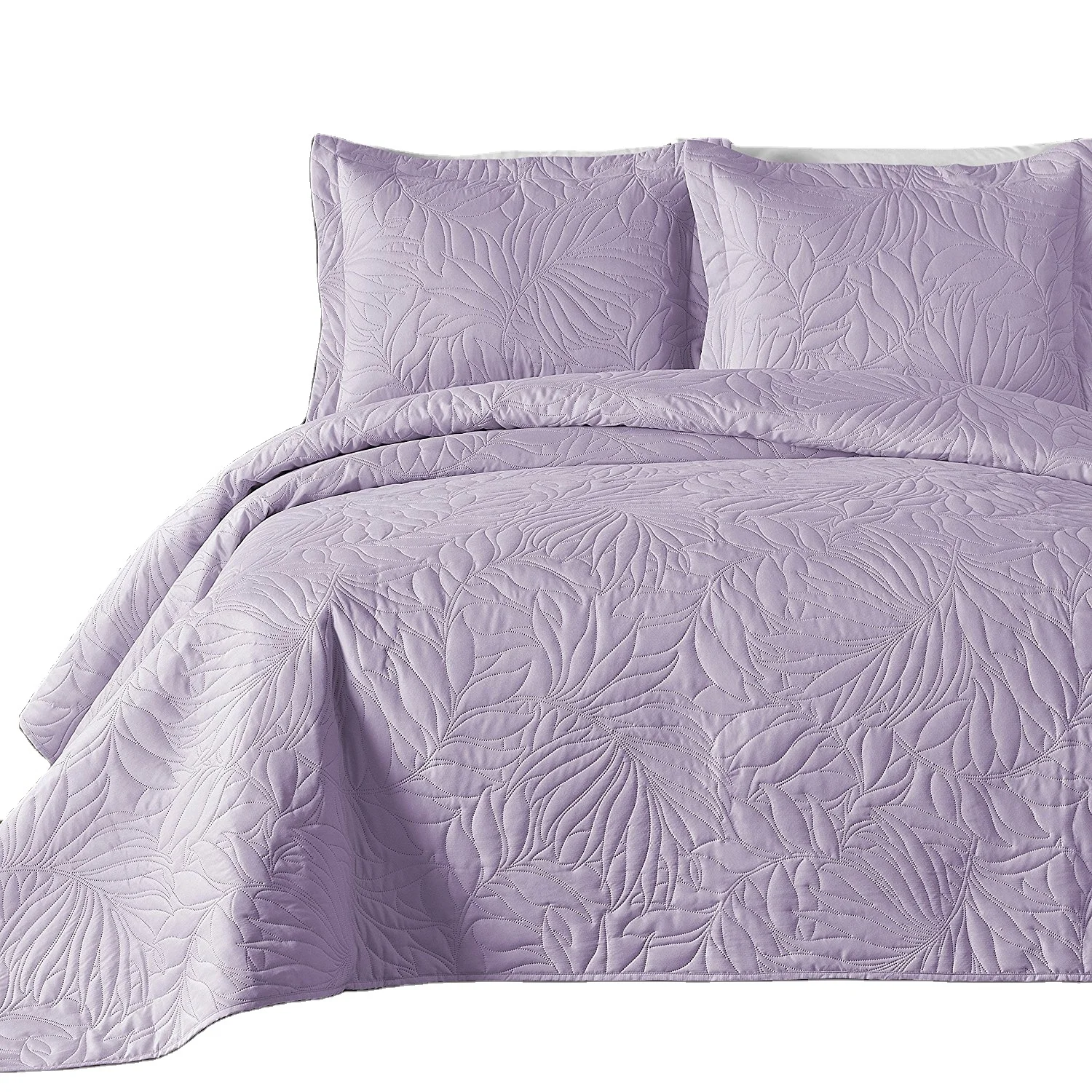 Manufacture Coverlet Set with Shams Ultrasonic Quilt Sets Bedspread 3 Piece in Solid Color