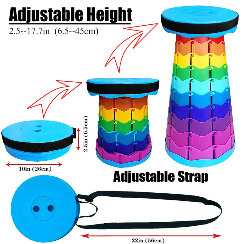
Wide Application Innovative Foldable Design Collapsible Retractable Portable Lightweight Folding Stool 