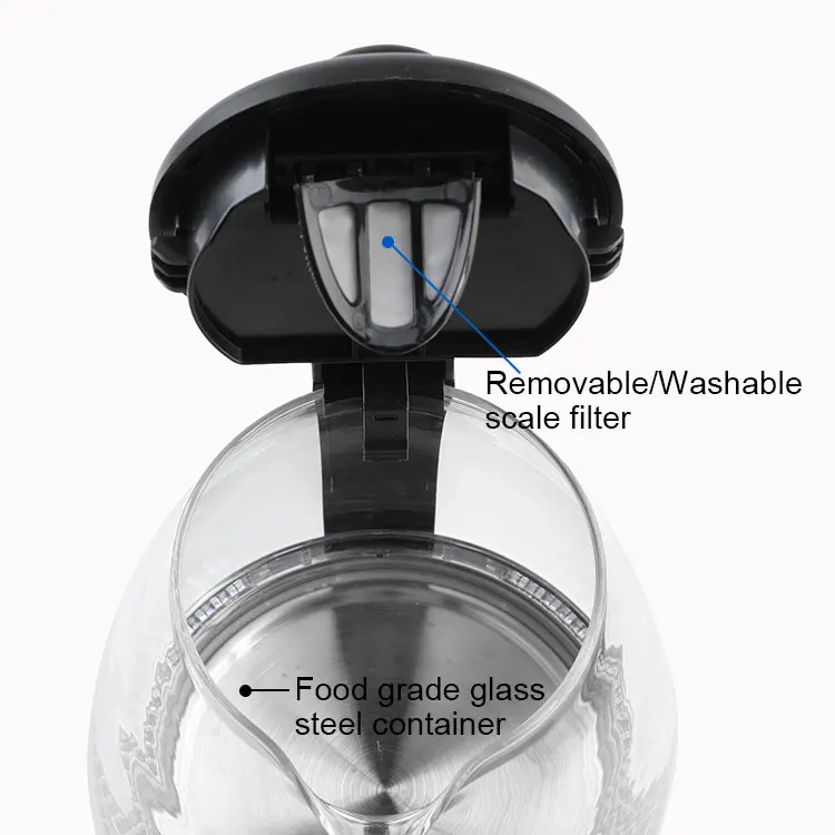 X.J.GROUP 12833 Glass Electric Kettle with Removable Scale Filter