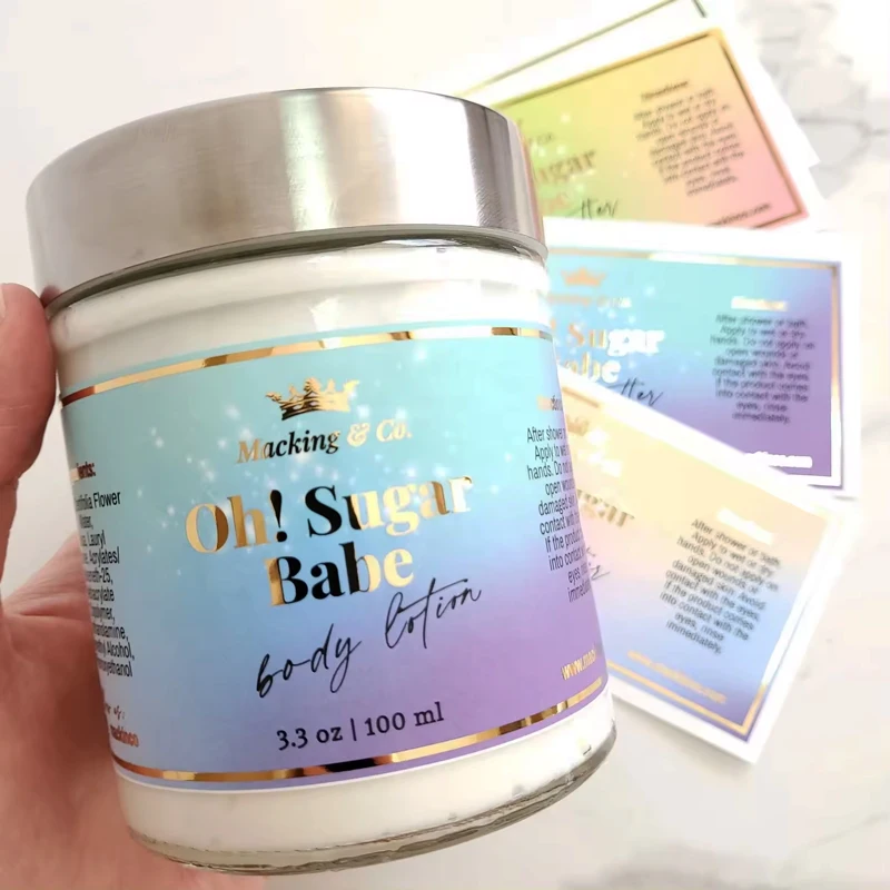 Custom Printed Adhesive Vinyl Waterproof Logo Stickers Roll Cosmetic Skin Care Face Cream Label Sticker