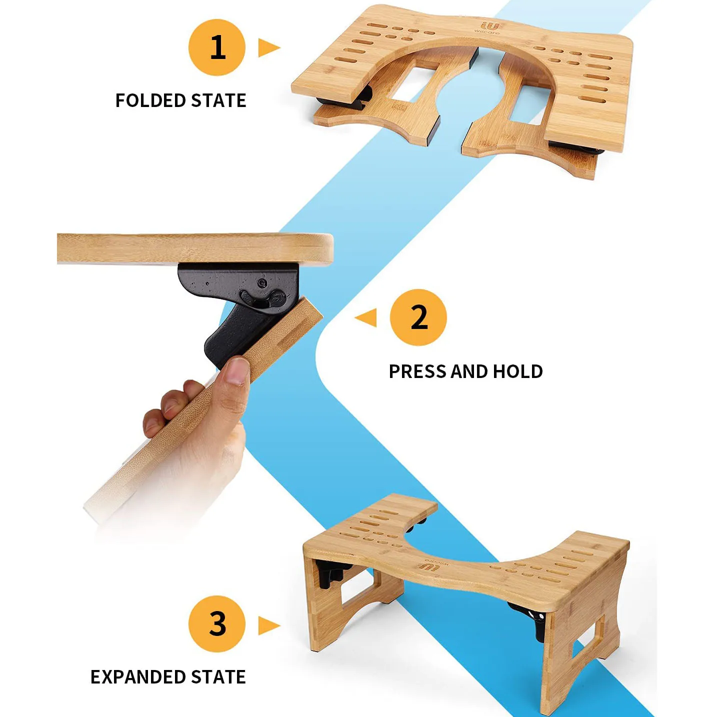 Складной Туалет squatty горшок стул с немонтажный 7 дюймов бамбука приседании и туалетный стульчак для ванной комнаты