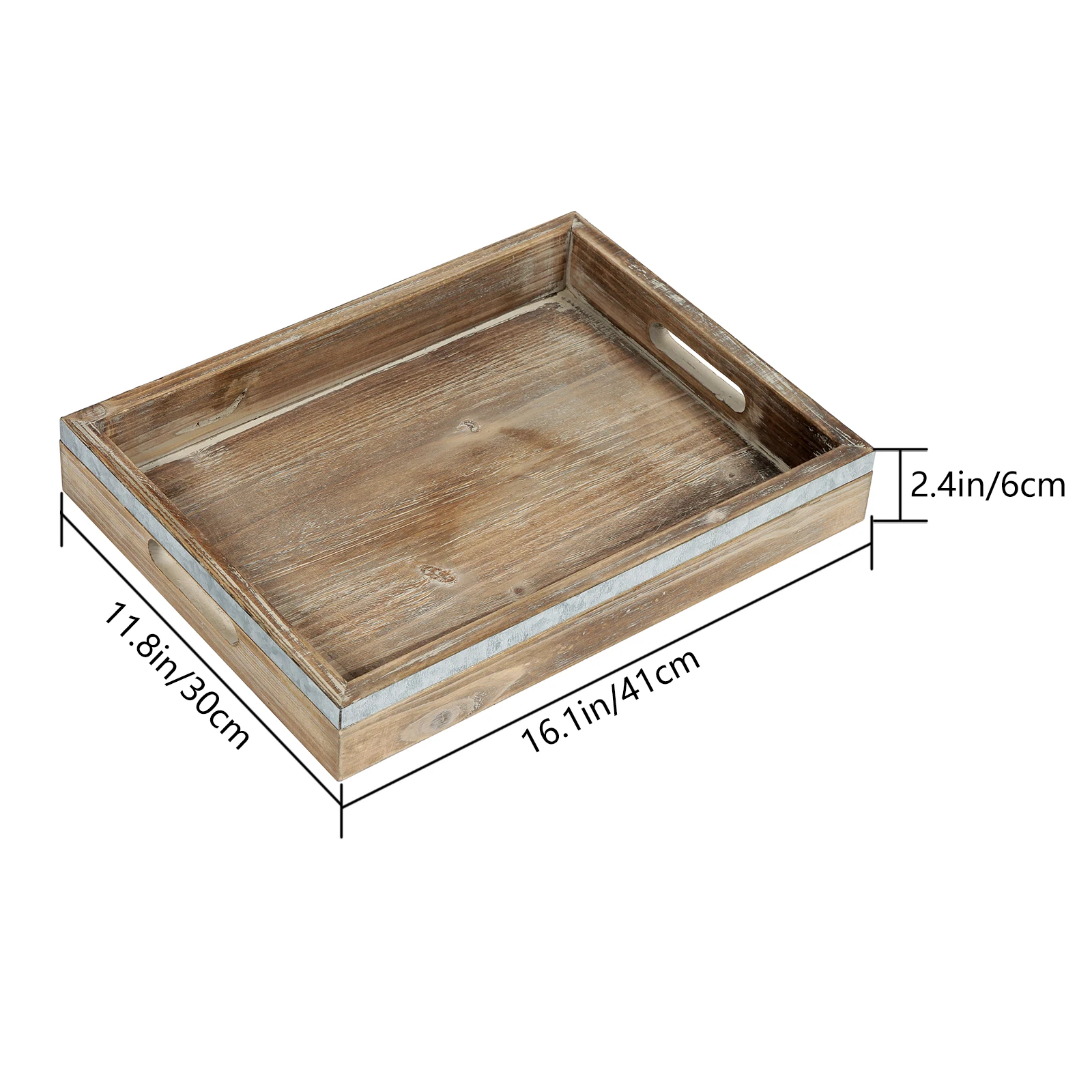 Decorative Trays Rustic Tray Coffee Table Decorative, Handcrafted Wooden Ottoman Tray With Handles, Farmhouse Serving Tray