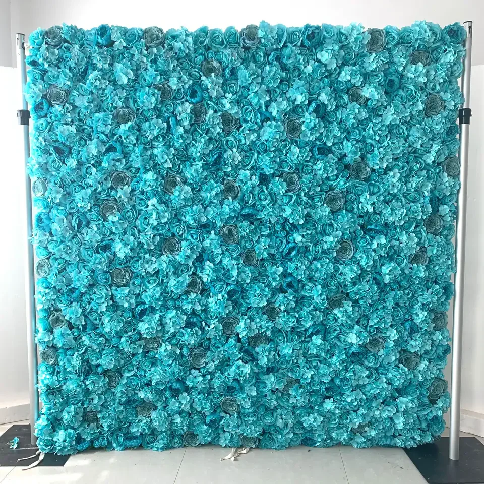Customized Artificial Floral Green Leaves Wall Backdrop White Flower Panel for Wedding Flower Decor
