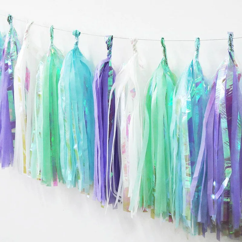 Factory hot selling DIY party favor  tissue paper tassel garland  aluminium film fringe garland for party decoration
