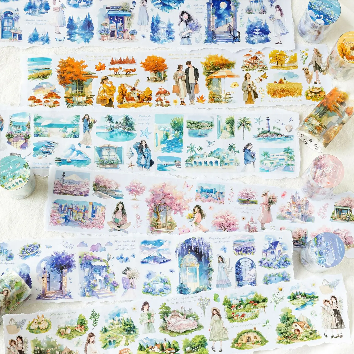 38*70mm beautiful scenery romantic boys and girls pet tape for scrapbooking or journaling