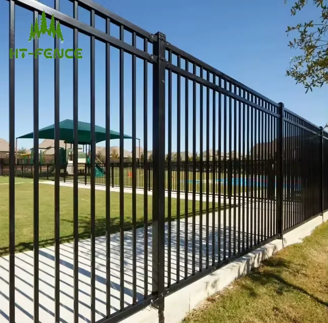 HT-FENCE черный Открытый простой стержень железный забор 6 футов X 8 футов дизайн искусственного кованого железа забор