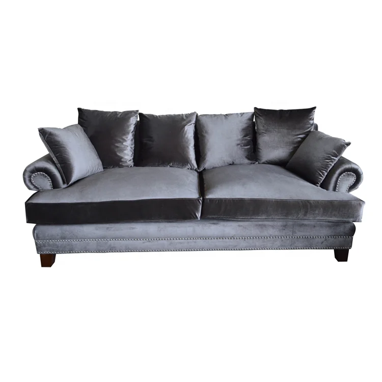 Antique French Provincial Solid Wood Carved Fabric Upholstered Sofa For Home Hotel Lobby