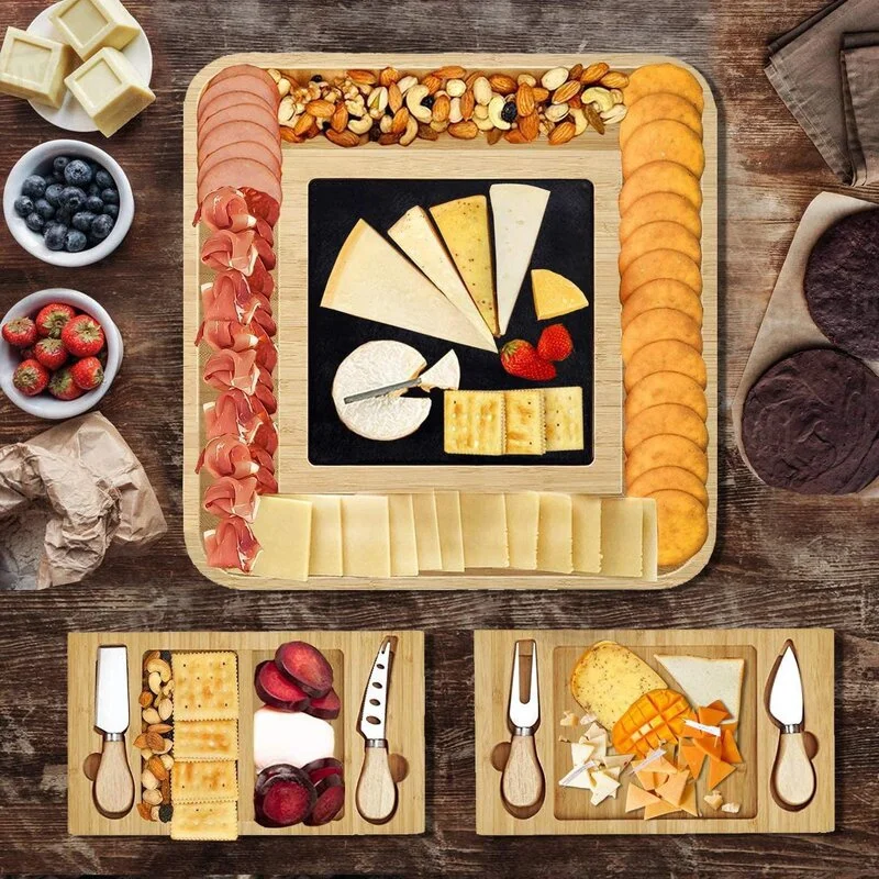 Fast Logo Large Charcuterie Board Cheese Board And Knife Set/ Wedding & Holiday Gift Platter Or House Warming Present