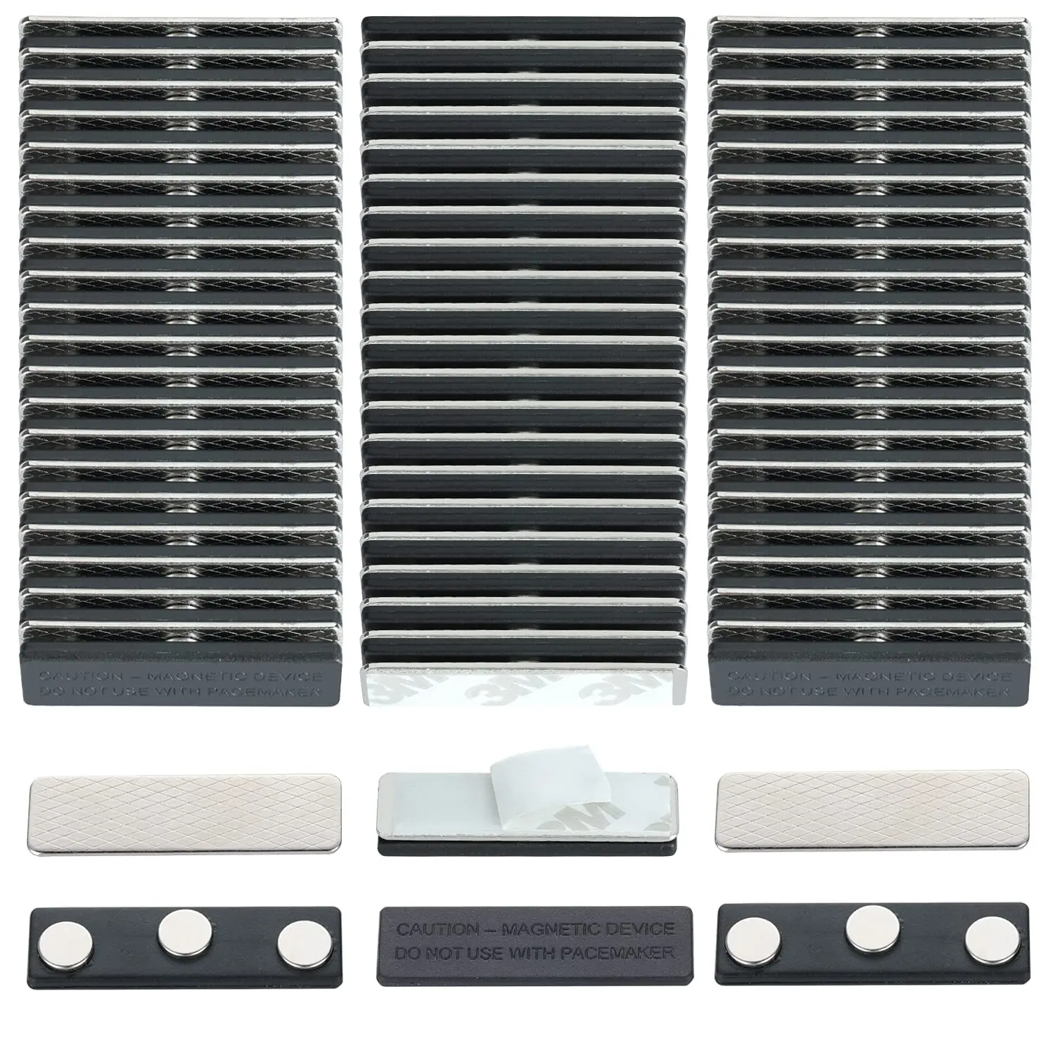 60Sets Magnetic Name Tag Holders Badge Magnets Backing with 3 Magnets