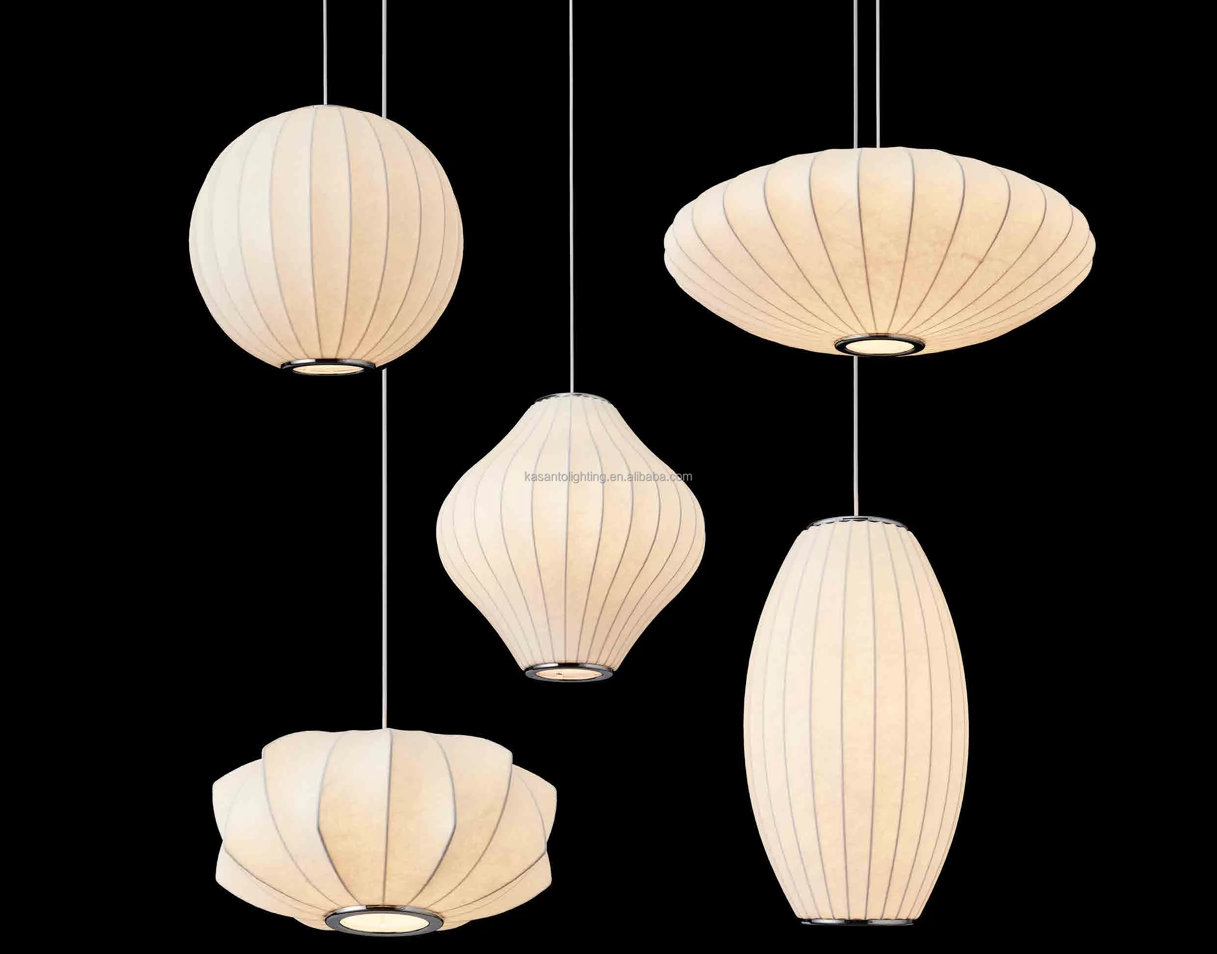 Japanese Style Designer Indoor Light Chandelier Modern Silk Pendant Lamp nelson bubble lamp