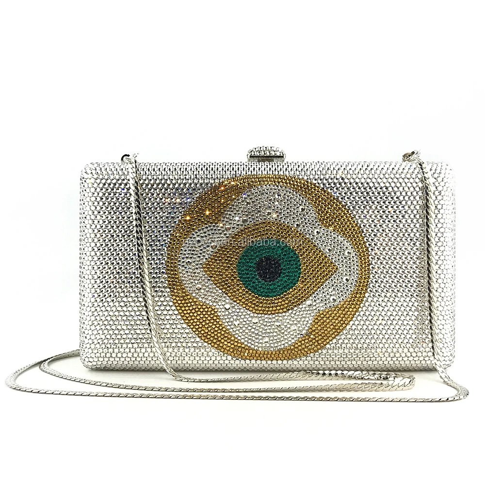 OC4146 High Quality Custom Evil Eyes Crystal Evening Bag Clutch