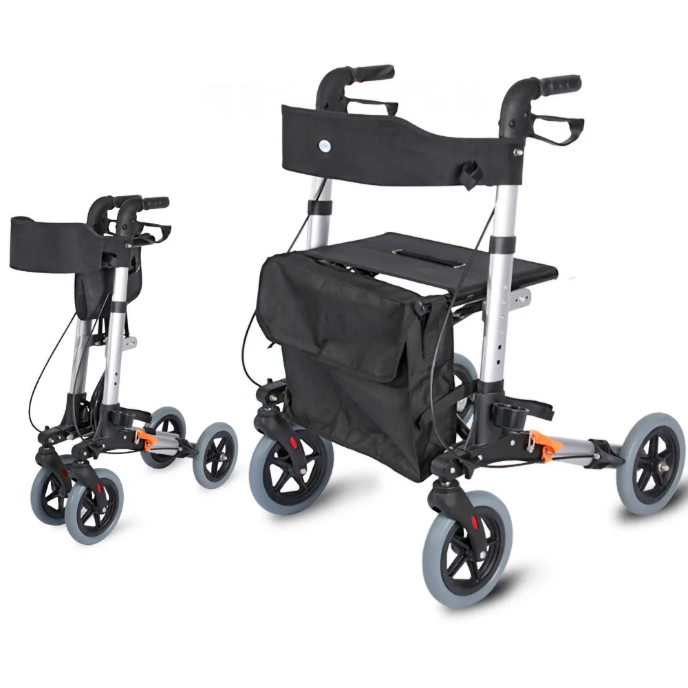 European style aluminum lightweight rollator walker with seat