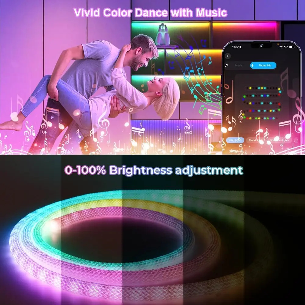 Factory Outdoor Color Changing Waterproof Christmas Smart Strip Light Party Flexible RGB Neon Rope Light Led Neon Strip Light