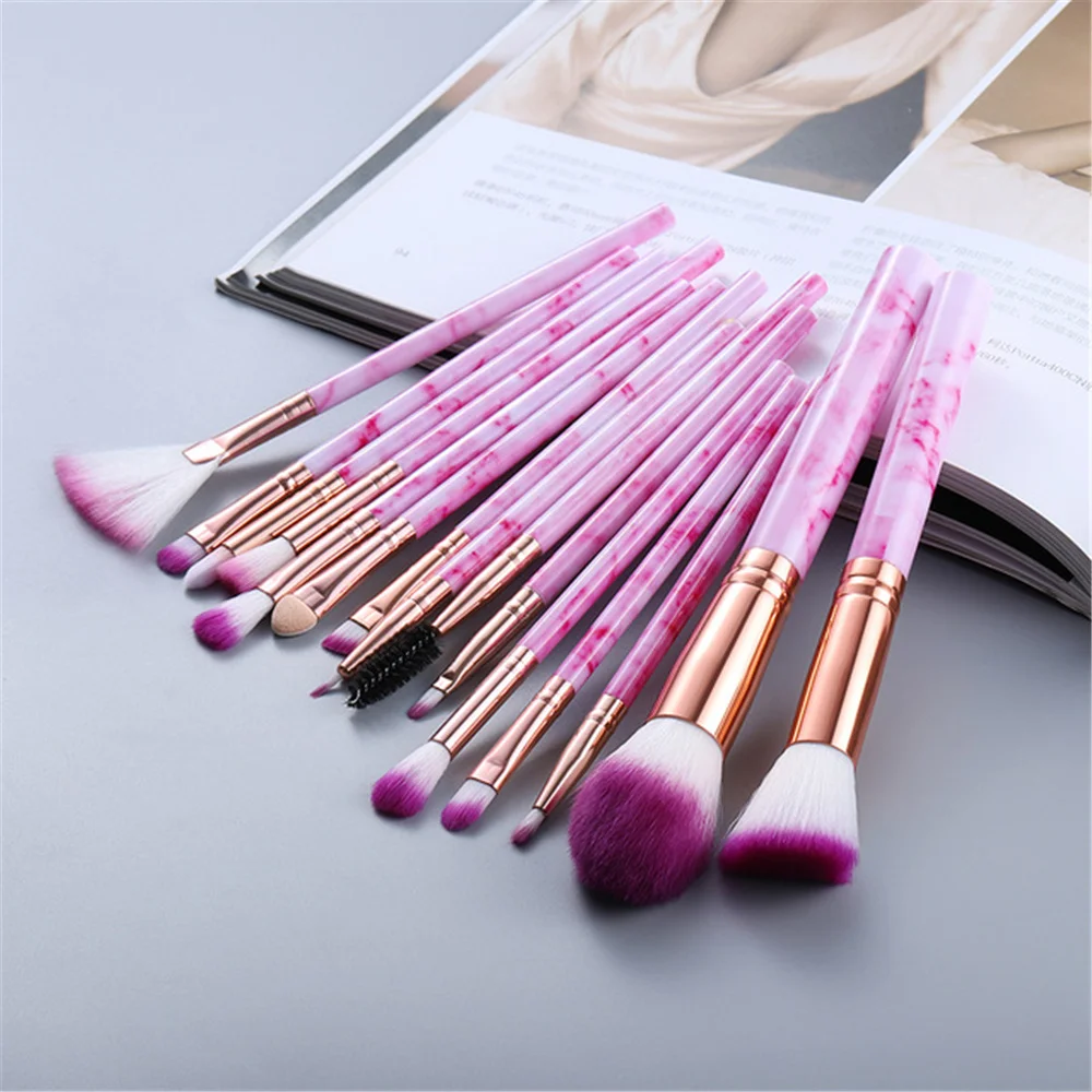 15Pcs Brochas Maquillaje Envio Gratis Maquiagem Marble Series Brush Private Label Professional Makeup Brush Tool Set