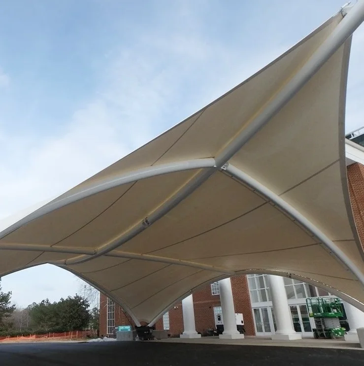 High Strength Sunshade Pvdf Ptfe Membrane Car Park Tensile Membrane Structure