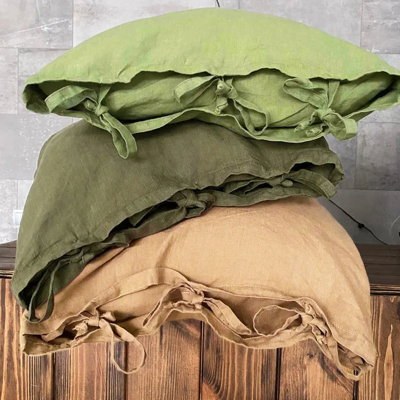 Цвета мокрого камня льняные наволочки для подушек 1 пара сотканные из 100% Изысканные французские натурального льна (из