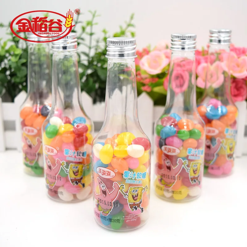 Wholesale 60G Jar Glass Packaging Delicious Fruit Fruity Flavor Sugar Candy Toys Jelly Bean
