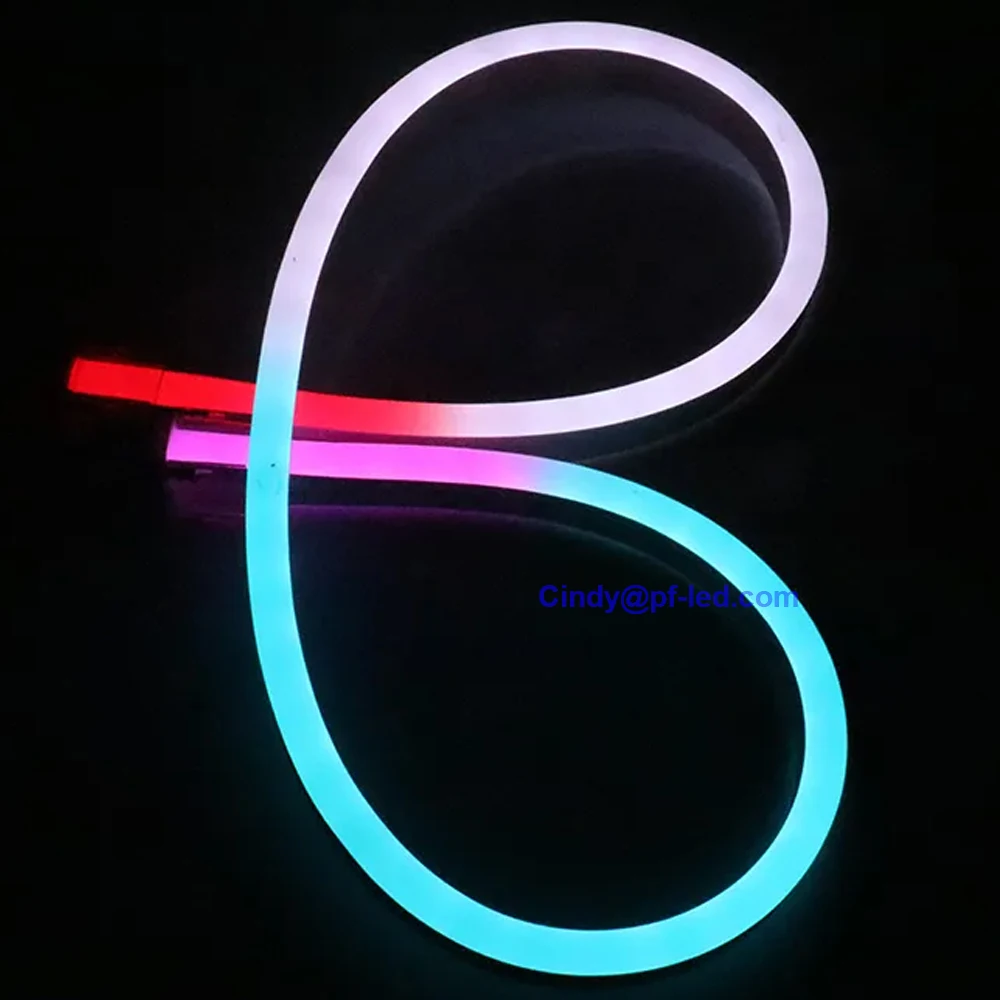 Светодиодная лента с боковым изгибом неоновый гибкий белый пиксель RGB плоский горизонтальный 10*20 мм 24 В шнур