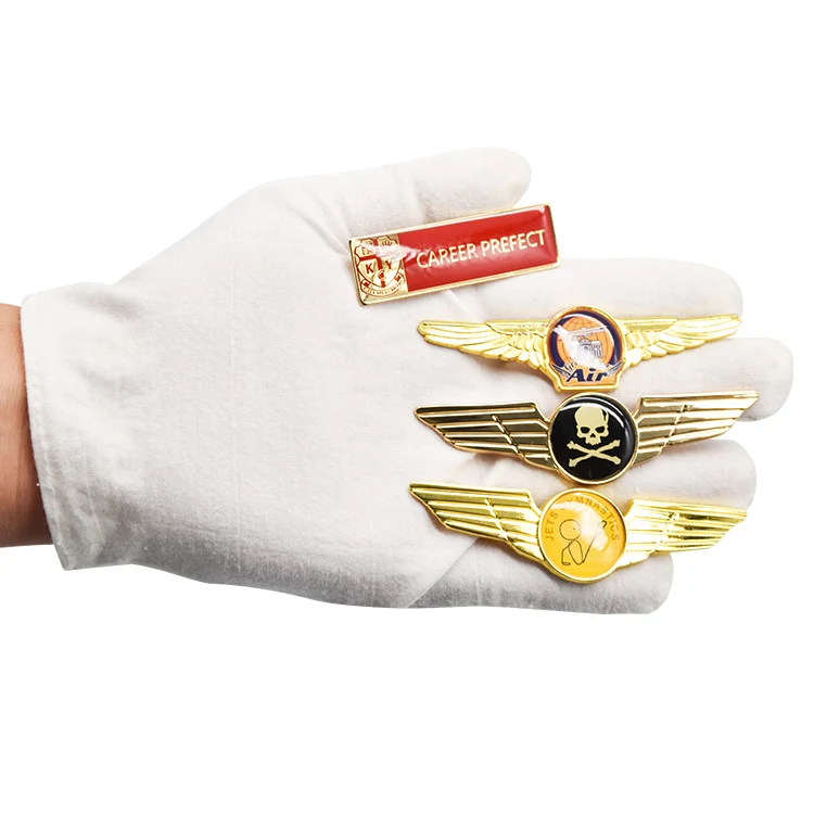 Wholesale Custom Design Factory Metal Crafts Airplane Lapel Pin With Wings Metal Pin Badge