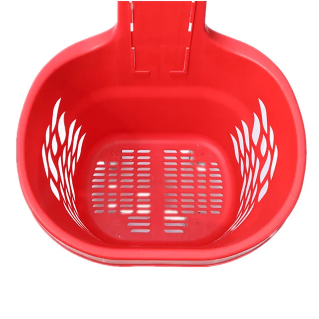 Wholesale plastic shopping basket with wheels rolling basket for grocery retail supermarket with OEM logo print