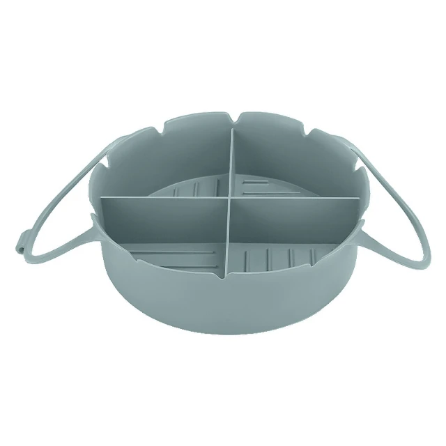 Kitchen Silicone Air Fryer Liners Pot 22x22x6.5CM with Divider Round Reusable Heat Resistant for Air Fryer Silicone Baking Tray