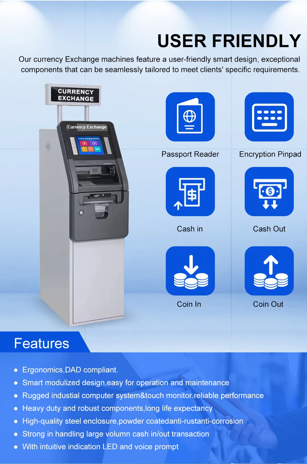 Bank ATM Machine Cash Acceptor Bill Payment ATM Kiosk Machine Cash Dispenser Deposit Recycler ATM Machine