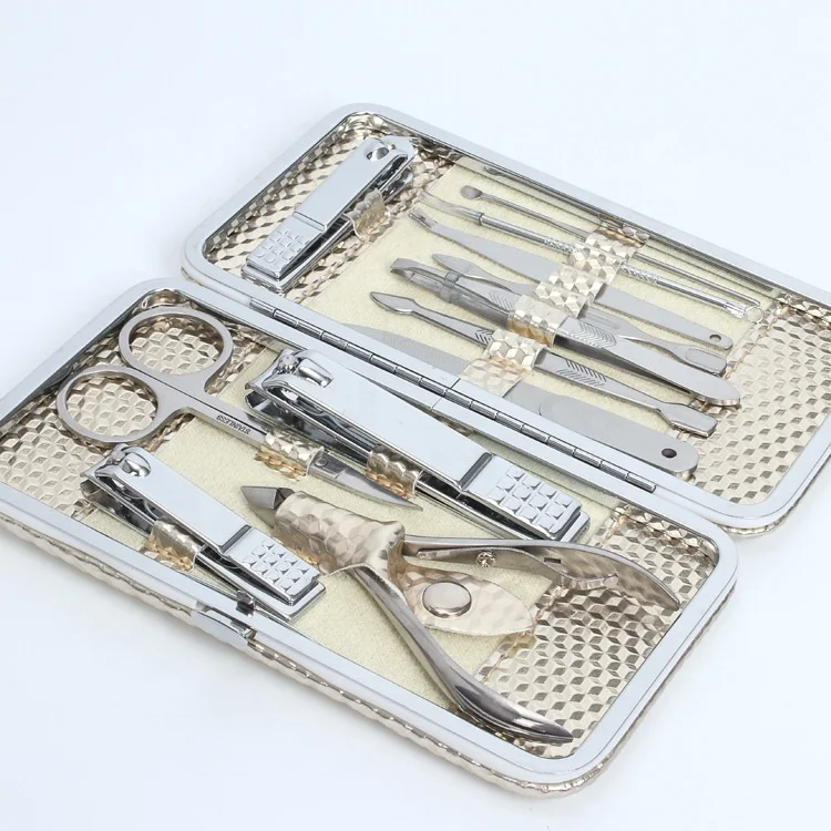 Gold Beauty Care Elegant 12pcs Manicure Pedicure Household Salon Tools Cuticle Exfoliate Nail Set